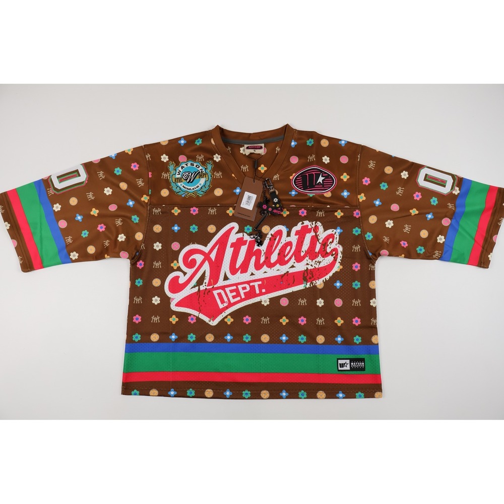 Watson Studios Athletic Dept Jersey Brown Floral Monogram Small NWT 150